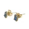 Cercei cu surub din cupru placat cu aur galben 18k albastri, 7mm, imagine 2