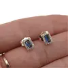 Cercei cu surub din cupru placat cu aur galben 18k albastri, 7mm, imagine 3