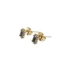 Cercei cu surub din cupru placat cu aur galben 18k negri, 7mm, imagine 2