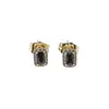 Cercei cu surub din cupru placat cu aur galben 18k negri, 7mm