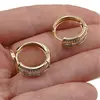 Cercei din cupru placat cu aur galben 18k model clasic cu zirconiu, imagine 4
