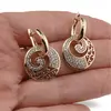 Cercei din cupru placat cu aur galben 18k model mandala cu zirconiu, imagine 4
