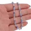 Colier Agat albastru sfere fatetate 3-4mm cu bumbi aurii, imagine 4
