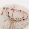 Colier Agate multicolore sfere fatetate 3-4mm cu bumbi aurii, imagine 2