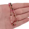 Colier Agate multicolore sfere fatetate 3-4mm cu bumbi aurii, imagine 4