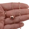 Lant din cupru placat cu aur roz 18k dublu cu sfera, imagine 3