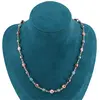 Lant din cupru placat cu aur roz 18k model ochiul protector multicolor, imagine 2