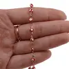 Lant din cupru placat cu aur roz 18k model ochiul protector rosu, 4mm, imagine 3