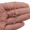 Lant din cupru placat cu aur roz 18k model stelute, imagine 5