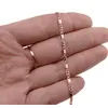 Lant din cupru placat cu aur roz 18k model zale subtiri alungite, imagine 3