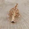 Pandantiv oval din cupru placat cu aur roz 18k Pomul Vietii, 28mm, imagine 2