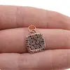 Pandantiv patrat din cupru placat cu aur roz 18k cu zirconii colorate, 12mm, imagine 2