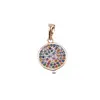 Pandantiv rotund din cupru placat cu aur roz 18k cu zirconii colorate, 13mm