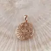 Pandantiv rotund din cupru placat cu aur roz 18k model grecesc, 21mm, imagine 2