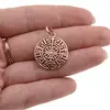 Pandantiv rotund din cupru placat cu aur roz 18k model grecesc, 21mm, imagine 3