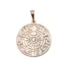 Pandantiv rotund din cupru placat cu aur roz 18k model grecesc, 21mm