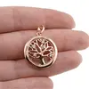 Pandantiv rotund din cupru placat cu aur roz 18k Pomul Vietii, 22mm, imagine 3
