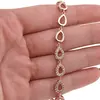 Bratara din cupru placat cu aur roz 18k cu elemente din zirconiu, model picatura, imagine 3
