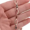Bratara din cupru placat cu aur roz 18k cu elemente din zirconiu multicolor, model curbat, imagine 3
