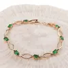 Bratara din cupru placat cu aur roz 18k cu elemente din zirconiu verde, model curbat, imagine 2