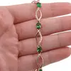 Bratara din cupru placat cu aur roz 18k cu elemente din zirconiu verde, model curbat, imagine 3