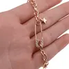 Bratara din cupru placat cu aur roz 18k, model ac de siguranta cu zirconiu, imagine 3