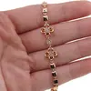 Bratara din cupru placat cu aur roz 18k, model cubic cu doua flori, imagine 3
