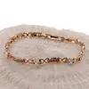 Bratara din cupru placat cu aur roz 18k, model cubic cu zirconiu alb fatetat, imagine 2
