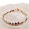 Bratara din cupru placat cu aur roz 18k, sfere cu zirconiu multicolore, imagine 2