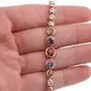 Bratara din cupru placat cu aur roz 18k, sfere cu zirconiu multicolore, imagine 3