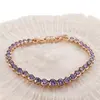 Bratara din cupru placat cu aur roz 18k, sfere cu zirconiu violet, imagine 2