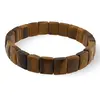 Bratara lata pe elastic cu cristale naturale ochi de tigru, cuburi fatetate 12mm