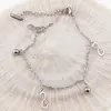 Bratara pentru glezna din inox argintiu cu charmuri si clopotei, imagine 2