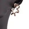 Cercei cu surub din cupru placat cu aur roz 18k model floare cu zirconii, 23mm, imagine 3