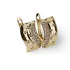 Cercei din cupru placat cu aur galben 18k model banda curbata cu zirconii, 16mm, imagine 2