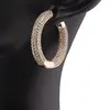 Cercei din cupru placat cu aur galben 18k rotunzi cu cinci randuri de zirconii, 27mm, imagine 3