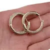 Cercei din cupru placat cu aur galben 18k rotunzi cu cinci randuri de zirconii, 27mm, imagine 4
