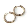 Cercei din cupru placat cu aur galben 18k rotunzi cu cinci randuri de zirconii, 27mm