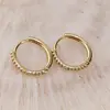 Cercei din cupru placat cu aur galben 18k rotunzi cu zirconii, 14mm, imagine 2