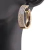 Cercei din cupru placat cu aur galben 18k rotunzi curcubeu cu trei randuri de zirconii, 27mm, imagine 3