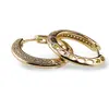 Cercei din cupru placat cu aur galben 18k rotunzi plati cu zirconii, 24mm, imagine 2