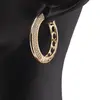 Cercei din cupru placat cu aur galben 18k rotunzi plati cu zirconii, 24mm, imagine 3
