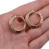Cercei din cupru placat cu aur galben 18k rotunzi plati cu zirconii, 24mm, imagine 4