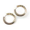 Cercei din cupru placat cu aur galben 18k rotunzi plati cu zirconii, 24mm
