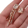 Cercei din cupru placat cu aur roz 18k asimetrici cu zirconiu, 12-51mm, imagine 5