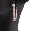 Cercei din cupru placat cu aur roz 18k bucla alungita cu perla si zirconii, 24mm, imagine 3