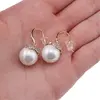 Cercei din cupru placat cu aur roz 18k cu agatatoare perla si zirconii, 14mm, imagine 4