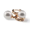 Cercei din cupru placat cu aur roz 18k cu perla, 28mm, imagine 2