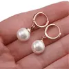 Cercei din cupru placat cu aur roz 18k cu perla, 28mm, imagine 4