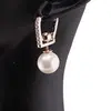 Cercei din cupru placat cu aur roz 18k cu perla si bumb, 27mm, imagine 3